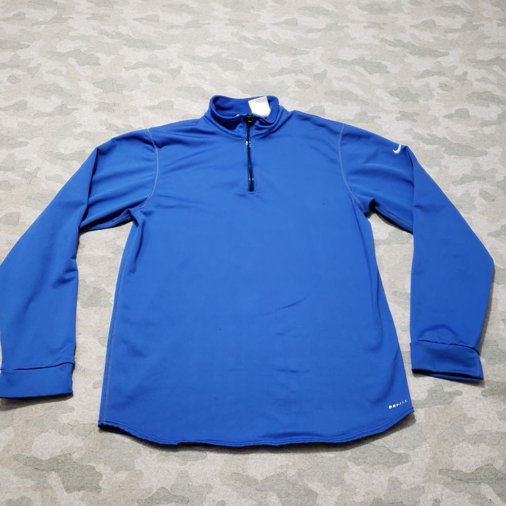 Vintage Nike Shirt Mens Medium Blue 1/4 Zip Long Sleeve